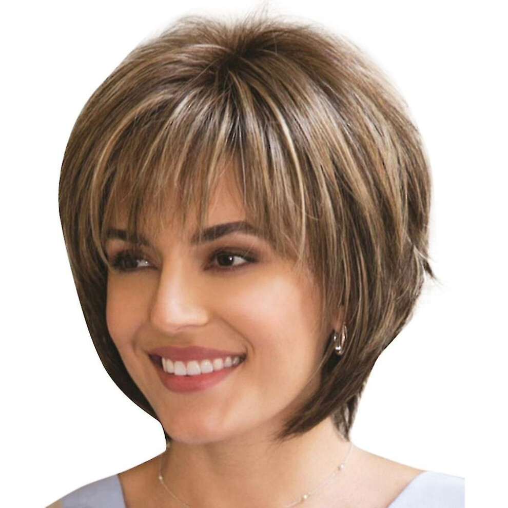 Unisex Women Real Natural Wig Ladies Short Straight Hair Bob With Bangs Full Wigs Daily 2Y