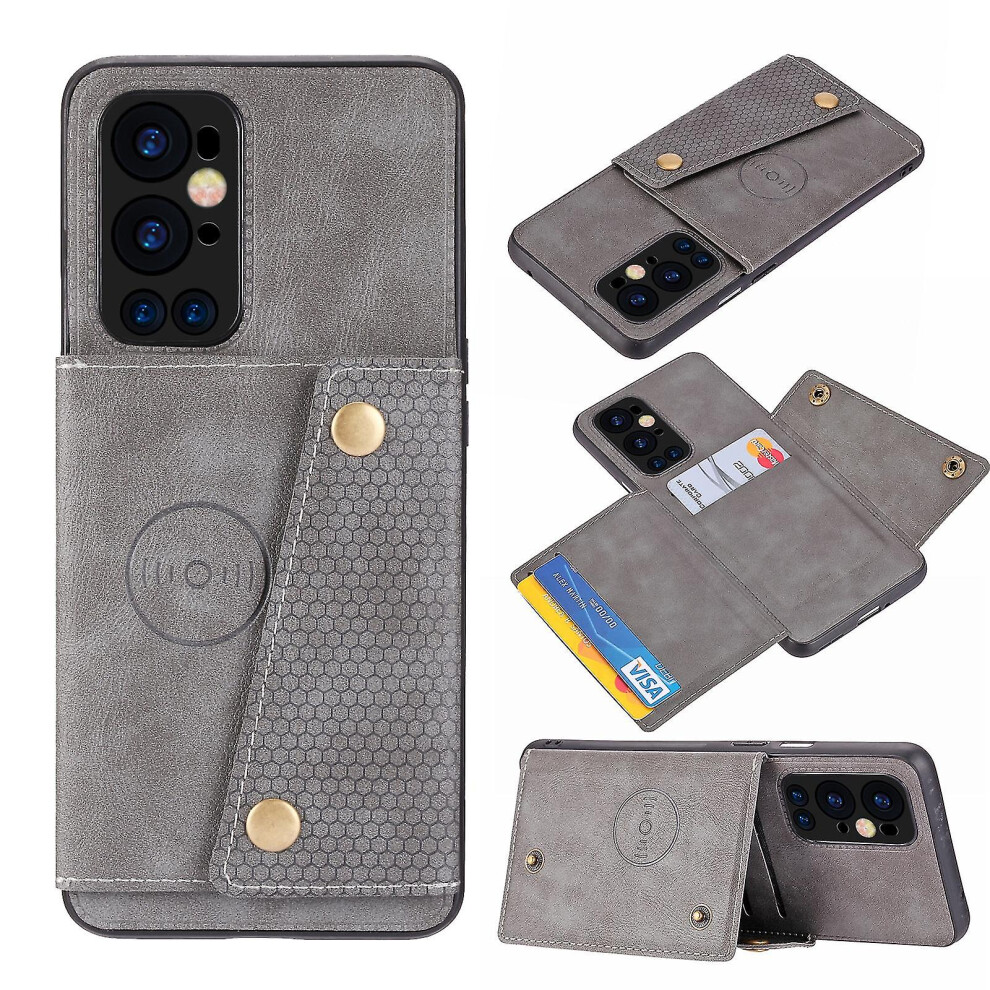 (Grey) Double Buckle Pu Tpu Case For Oneplus 9 Pro - Dual Protection And Style Grey 4814698949772