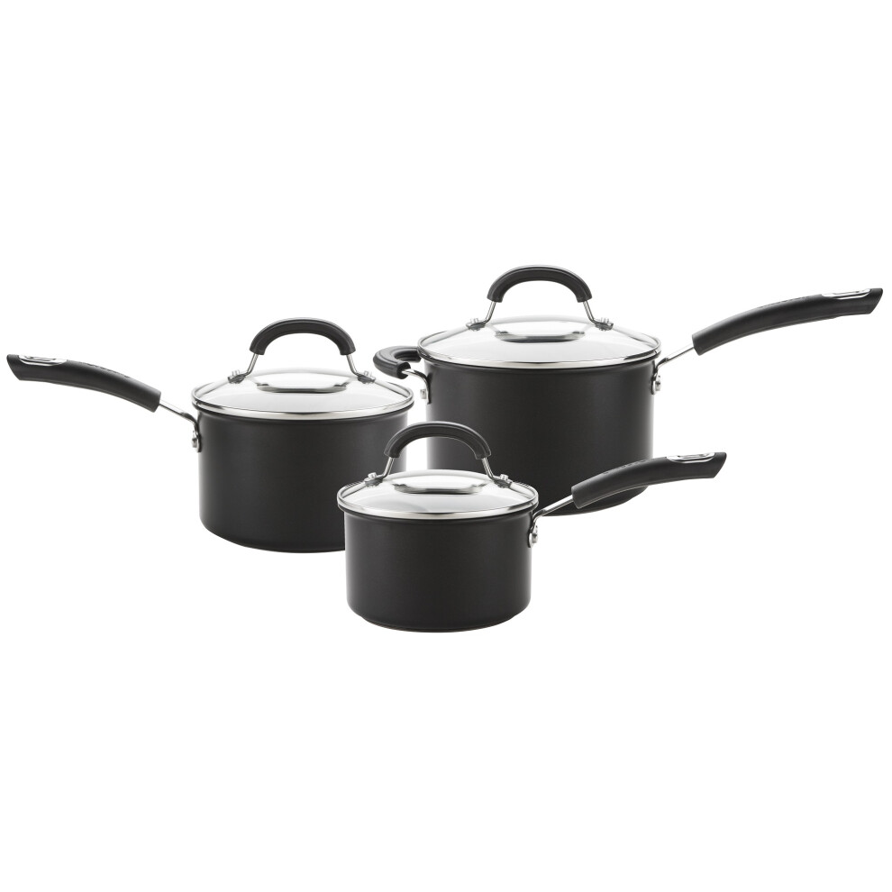 Circulon Saucepan Set & Glass Lids Hard Anodised Induction Cookware - Pack of 3