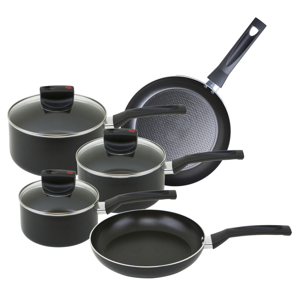 Prestige Safecook Cookware Gift Set in Black - Saucepans & Fry Pans - Pack of 5