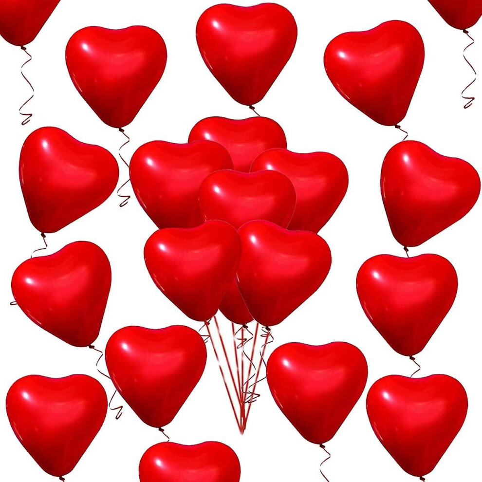 50 Pieces Red Love Balloons Red Heart Latex Heart Balloons For Valentine's Day Wedding Anniversary Engagement Birthday Garden Graduation Prom Party De