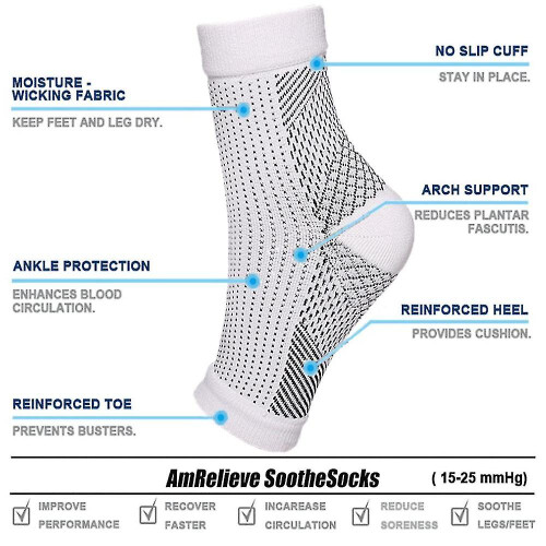 (White, S M) Neuropathy Compression Ankle Arch Support Socks Sports 1