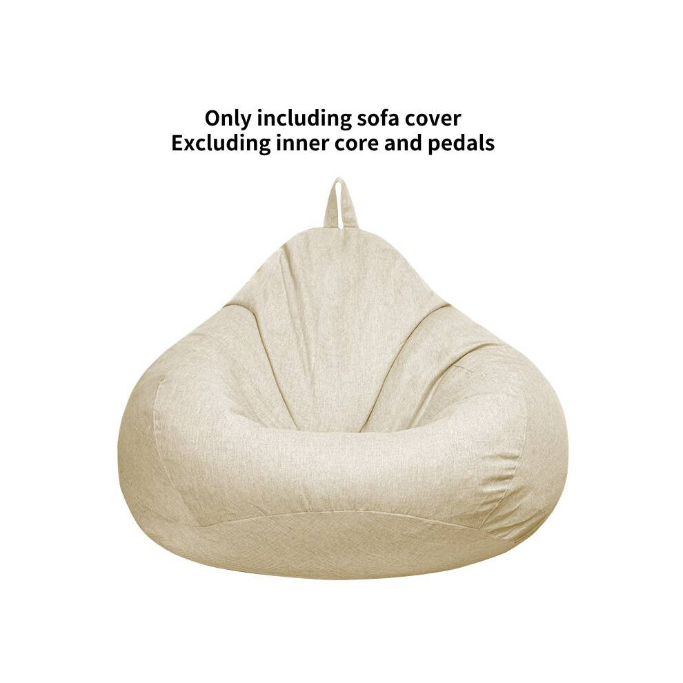 (Beige, 100*120cm) Large Bean Bag Chairs Cover Adults Teens Kids Couch Sofa Cover Lazy Lounger