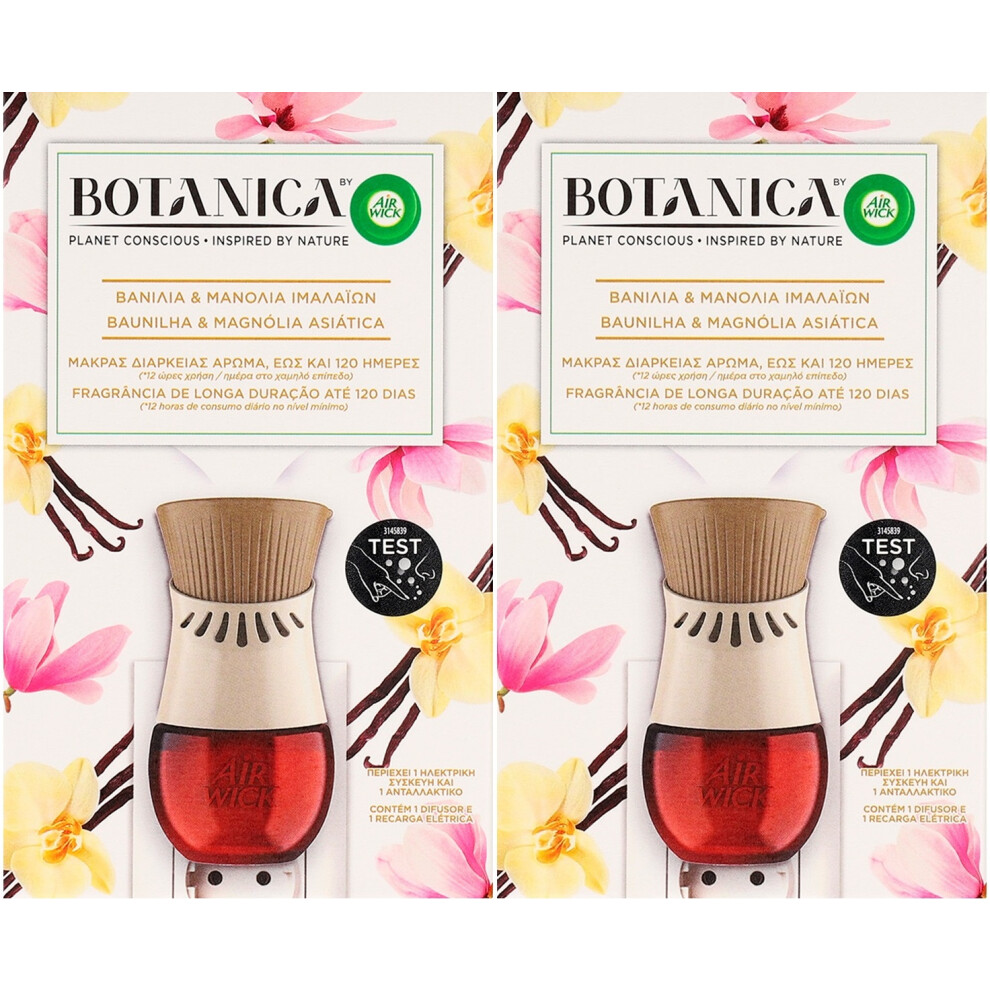 2xAir Wick Botanica Electrical Plug In Diffuser (UK pin) & Refill - Vanilla & Asian Magnolia