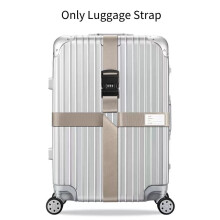 (Cross Khaki Locked) Personalised Luggage Strap Safety Travel Suitcase Belt Baggage Straps With Lock
