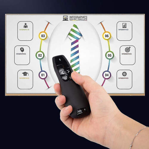 R400 Wireless Presentation Remote, 2.4 Ghz, Usb-receiver, Red Laser Pointer, 15-meter Operating Range, 6 Buttons Pc - Black 1