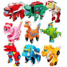 9pcs/set Animal Gogo Dino Deformation Car/airplane Action Figures Transformation Dinosaur Toys For Kids Gift