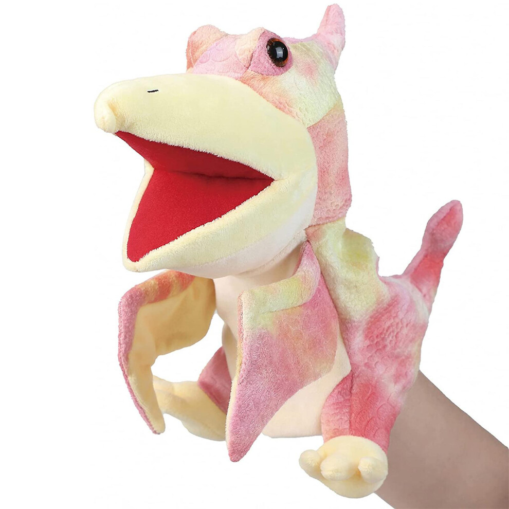 (Pterosaur) Plush Dinosaur Hand Puppet With Open Movable Mouth For Imaginative Play, Role Play, Interactive Toy Birthday Gift For Kids