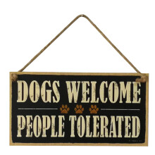 Decor Home Welcome Board Dogs Welcome People Tolerated Dog Welcome Plaque Dog Decor Door Decorations Hanging Outdoor