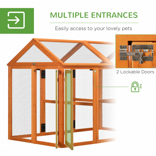 PawHut PawHut Chicken Run, Wooden Chicken Coop w/ Combinable Design - Orange 2