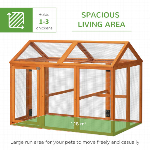 PawHut PawHut Chicken Run, Wooden Chicken Coop w/ Combinable Design - Orange 1