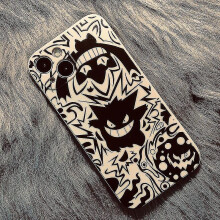 (B, For iPhone 11Pro Max) Pokemon Gengar Cartoon Phone Case For Iphone 11 12 13 14 Pro Max Soft Tpu Back Cover Cute Anime