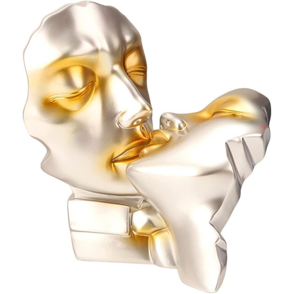 (20cm*14.5cm*22cm Silver Kiss) Couple Lover Kissing Statue Romantic Modern Model Sculpture Lover Resin Statue Ornament Art Craft Gift for Valentine We