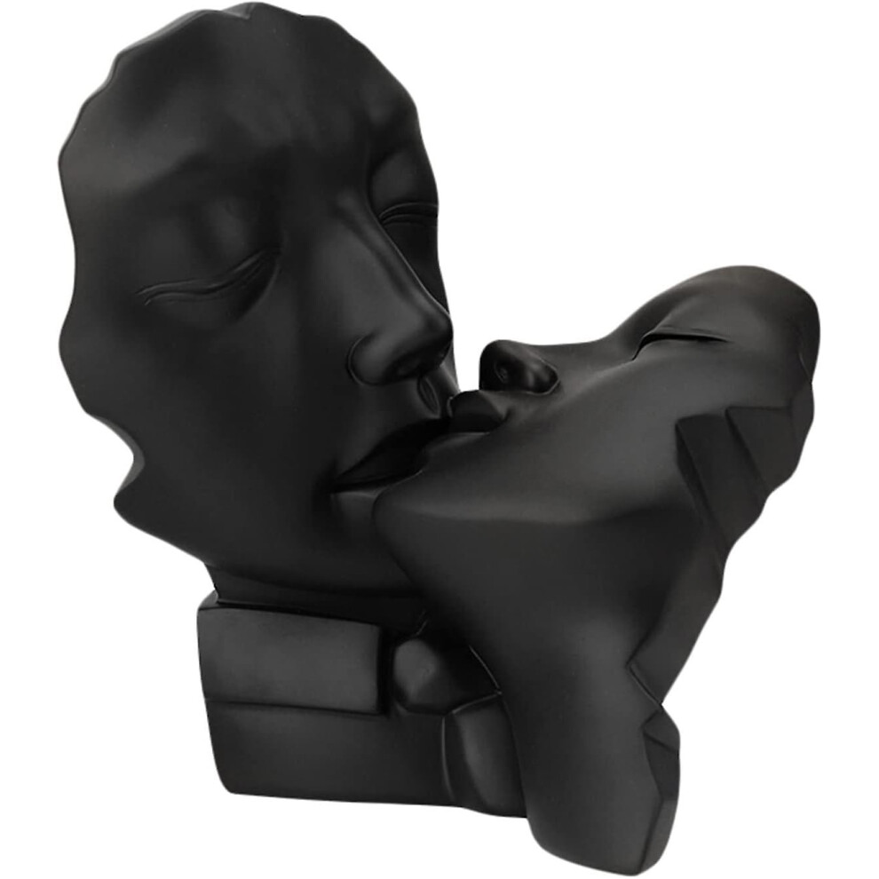 (20cm*14.5cm*22cm Black Kiss) Couple Lover Kissing Statue Romantic Modern Model Sculpture Lover Resin Statue Ornament Art Craft Gift for Valentine Wed