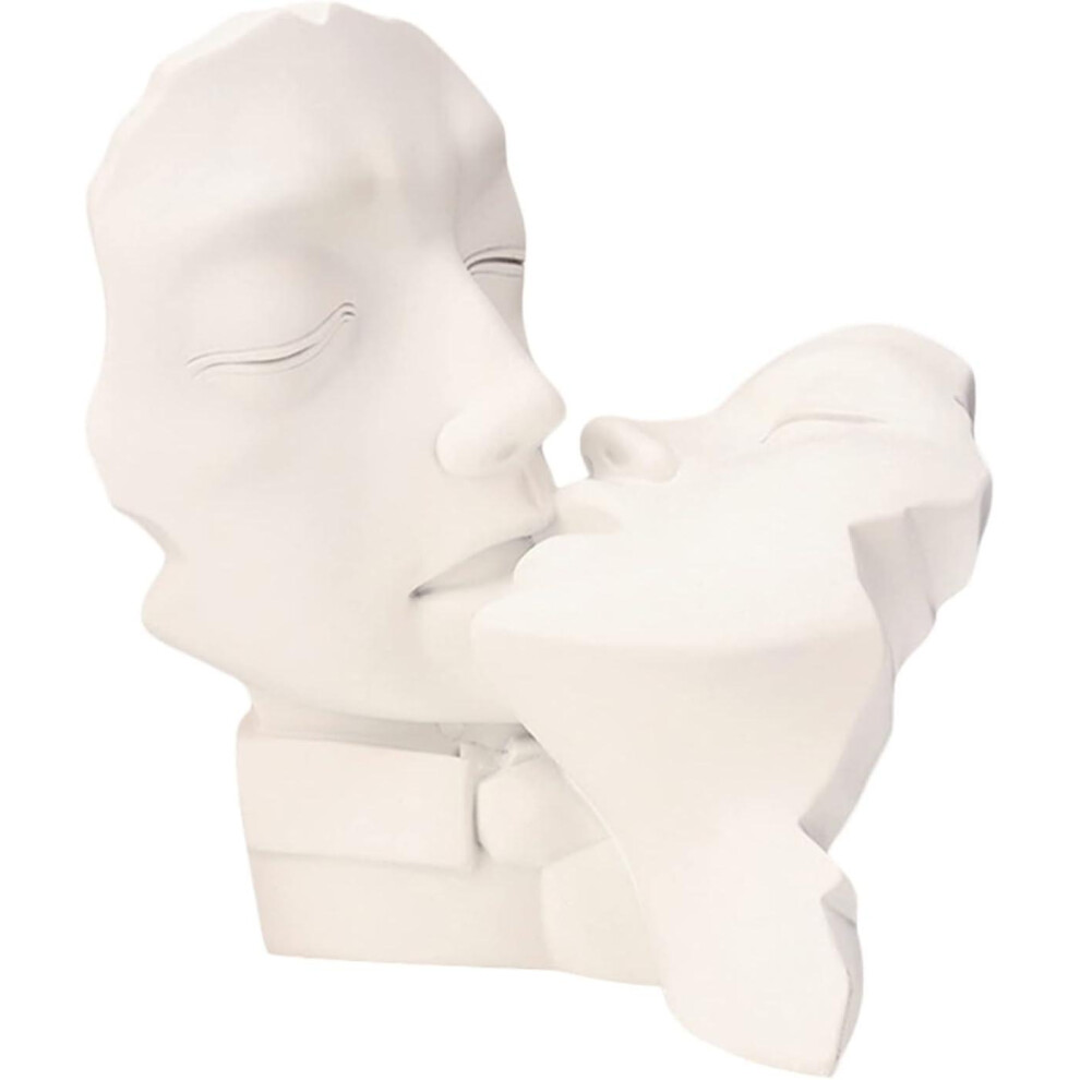 (20cm*14.5cm*22cm White Kiss) Couple Lover Kissing Statue Romantic Modern Model Sculpture Lover Resin Statue Ornament Art Craft Gift for Valentine Wed