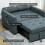 Homcom HOMCOM 2 Seater Sofa Bed Convertible Bed Settee with Cushions, Pockets, Grey 5