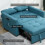 Homcom HOMCOM 2 Seater Sofa Bed Convertible Bed Settee with Cushions, Pockets, Blue 4