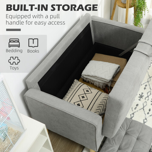 Homcom HOMCOM Compact Loveseat Sofa 2 Seater Sofa with Wood Legs, Light Grey 1