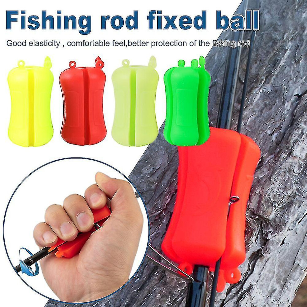 (Red, 4Pcs) Portable Fishing Rod Fixed Ball Silicone Luya Rod Beam Wear Resistant Durable Reusable Fishing Pole Clip For Boat Fishing Accessories