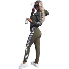 (Army Green, 2XL (UK 14-16 )) Womens 2 Pcs Athleisure Sports Wear Tracksuit Hoodie Pants Set