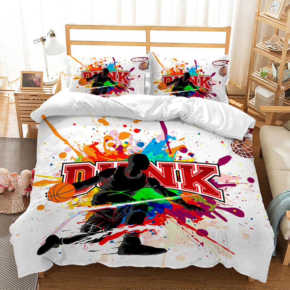 (Style 01, Single(135X200CM/2PCS)) basketball Kids Bedding Single Double Duvet Cover