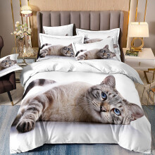 (Style 13, Double(200X200CM/3PCS)) Pet cats Kids Bedding Single Double Duvet Cover UK