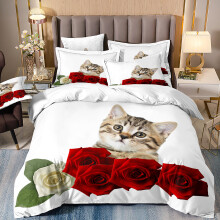 (Style 26, King(220X240CM/3PCS)) Pet cats Kids Bedding Single Double Duvet Cover UK