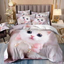 (Style 02, Double(200X200CM/3PCS)) Pet cats Kids Bedding Single Double Duvet Cover UK