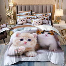 (Style 01, Double(200X200CM/3PCS)) Pet cats Kids Bedding Single Double Duvet Cover UK