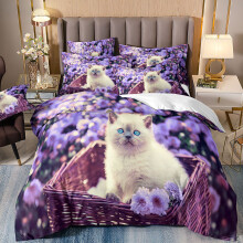 (Style 16, Single(135X200CM/2PCS)) Pet cats Kids Bedding Single Double Duvet Cover UK