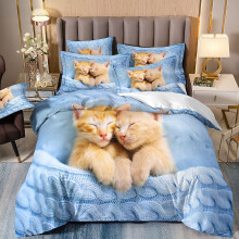 (Style 14, Double(200X200CM/3PCS)) Pet cats Kids Bedding Single Double Duvet Cover UK