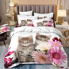 (Style 27, Double(200X200CM/3PCS)) Pet cats Kids Bedding Single Double Duvet Cover UK