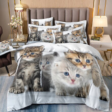 (Style 19, Double(200X200CM/3PCS)) Pet cats Kids Bedding Single Double Duvet Cover UK