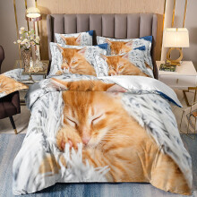 (Style 08, Single(135X200CM/2PCS)) Pet cats Kids Bedding Single Double Duvet Cover UK
