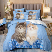 (Style 22, King(220X240CM/3PCS)) Pet cats Kids Bedding Single Double Duvet Cover UK