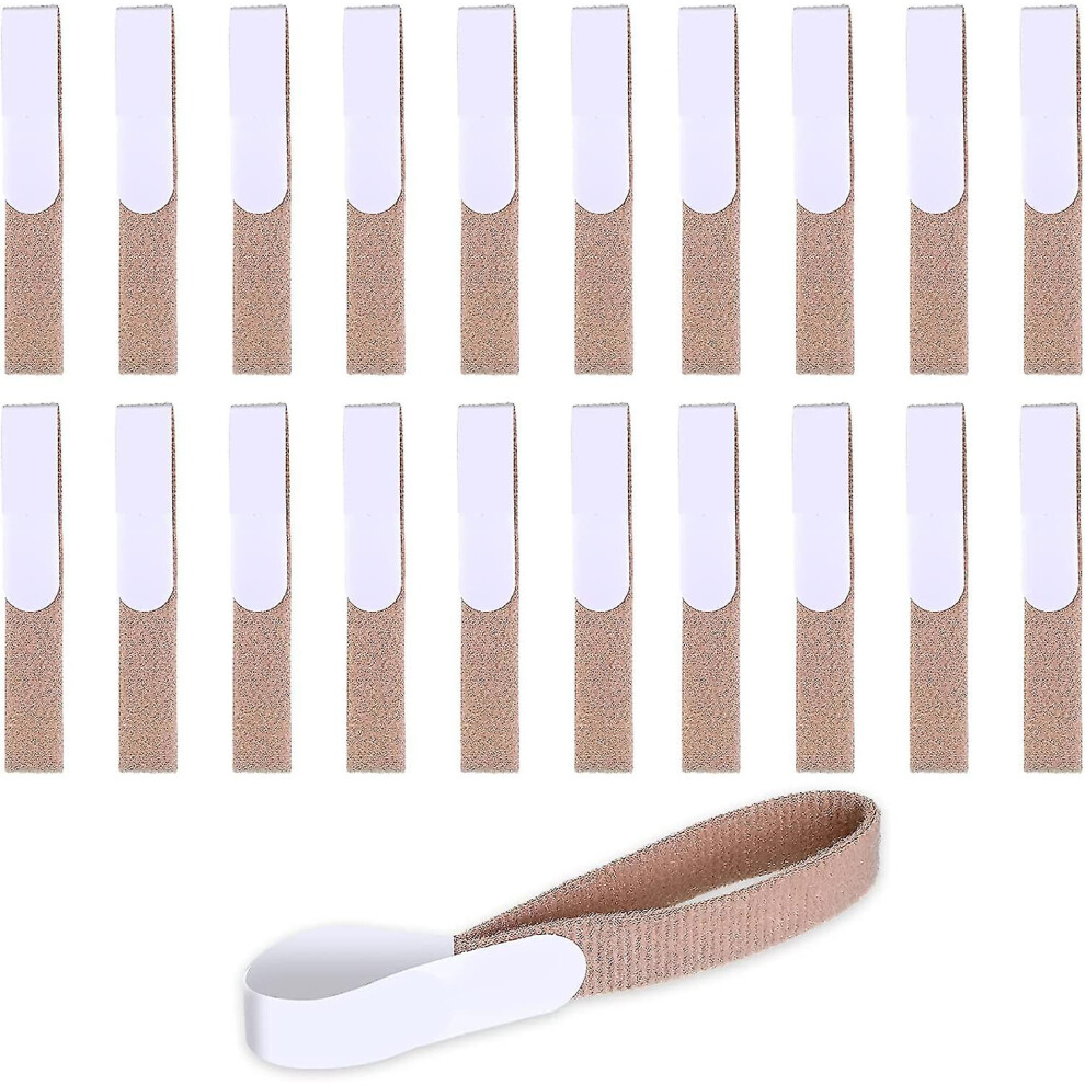 (Khaki) 10pcs Buddy Tape Finger Straps No Slip Hook Loop Finger Splints, Reusable Fabric Buddy Wraps For Broken Toes