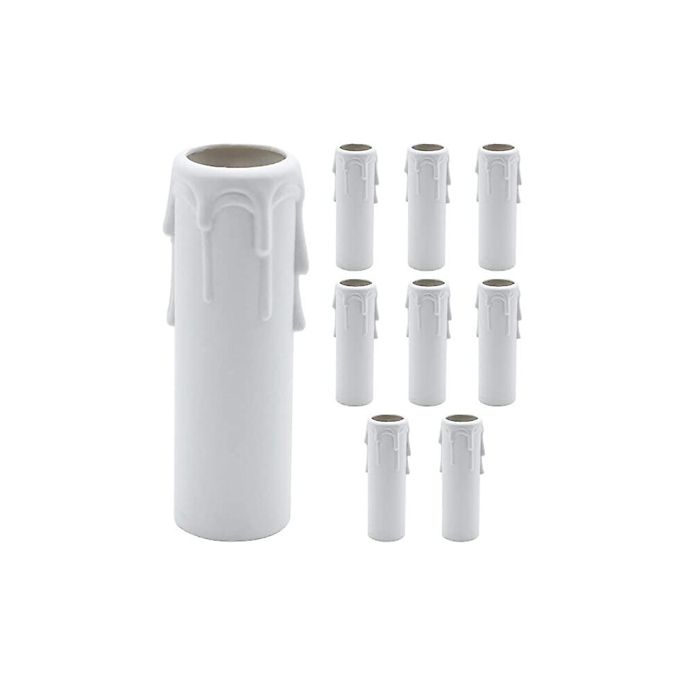 (22x105cm) 10 Pcs Candle Drip Sleeves White Plastic Candle Covers Tubes Sleeves For Lights Chandelier Wall Light