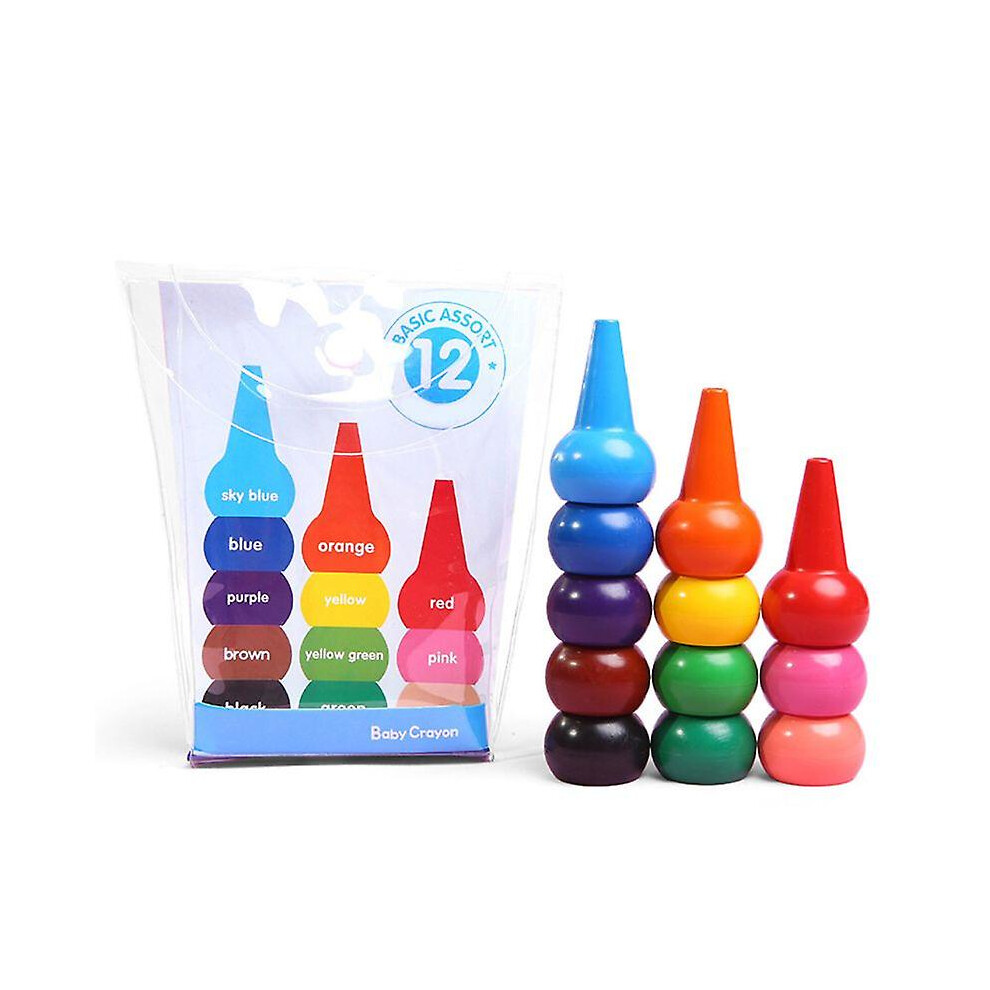 12 Colors 3d Finger Crayons Non Toxic Washable Painting Drawing Wax For Toddler Baby Kids Stackable Educational Art Supplies