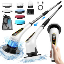 Electric Spin Scrubber for Cleaning, Cordless Scrub Brush with Adjustable Speeds & Long Handle, 7 Replaceable Brush Heads, Power Scrubber for Shower,