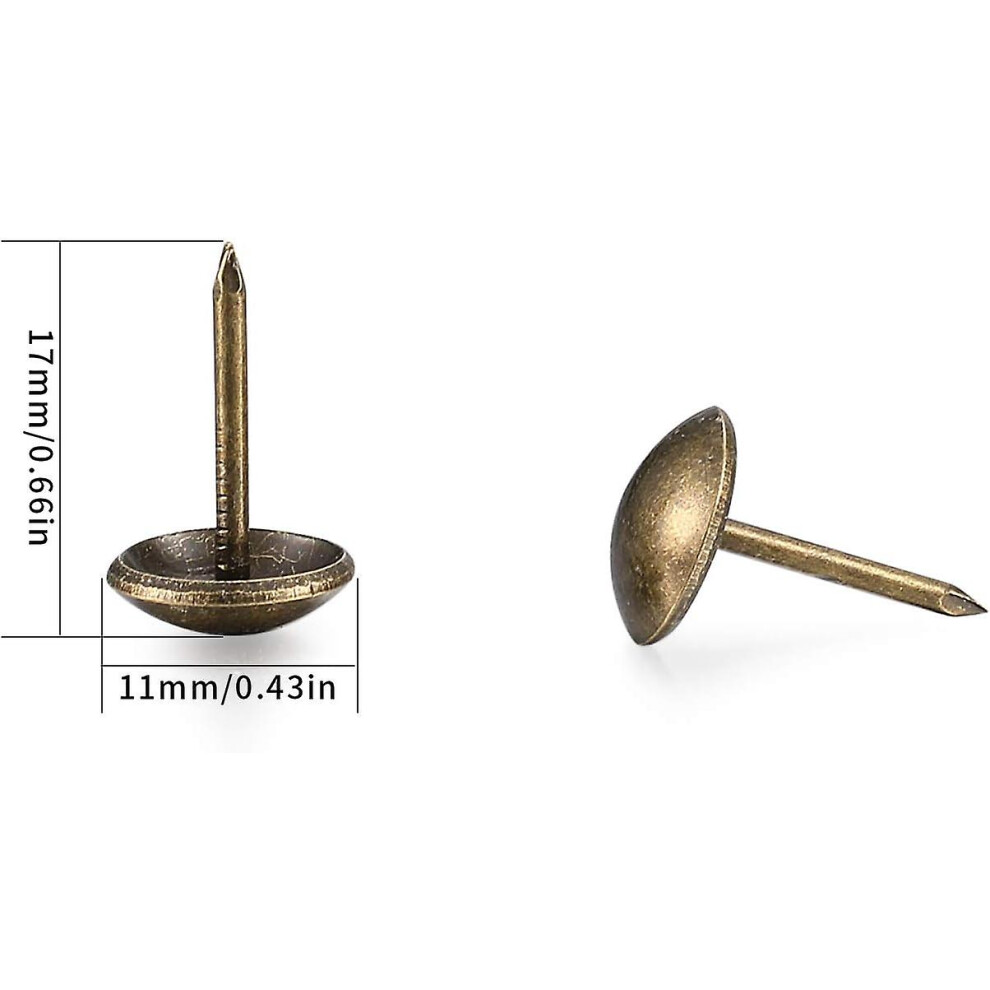 200 Pieces Upholstery Nails, Decorative Upholstery Nails, Upholstery Tacks, Antique Brass Furniture Nails With Plastic Box For Armchair Sofa Furniture