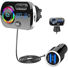 Fm Transmitter Bluetooth 5.0, Bluetooth Car Radio Transmitter Handsfree Car Kit Qc3.0 Usb Car Charger,
