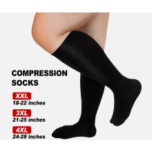 (Black, 2XL) Extra Wide Fat Plus Size Compression Calf Support Sports Socks Men Women 2XL-7XL
