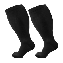(Black, 4XL) Extra Wide Fat Plus Size Compression Calf Support Sports Socks Men Women 2XL-7XL
