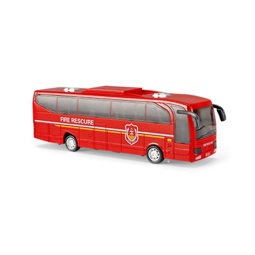 (Fire fighting bus) Pull Back Bus Transport Vehicle Toy School Bus Model Toy Fire Rescure Bus