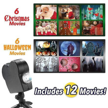 (UK Plug) Halloween Window Projector Lamp Led Festival 12 Movies Christmas Display Light