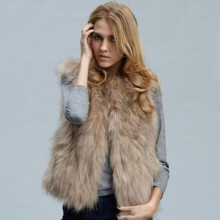 (L) Ladies Jackets Sleeveless Faux Fur Gilet Fluffy Waistcoat