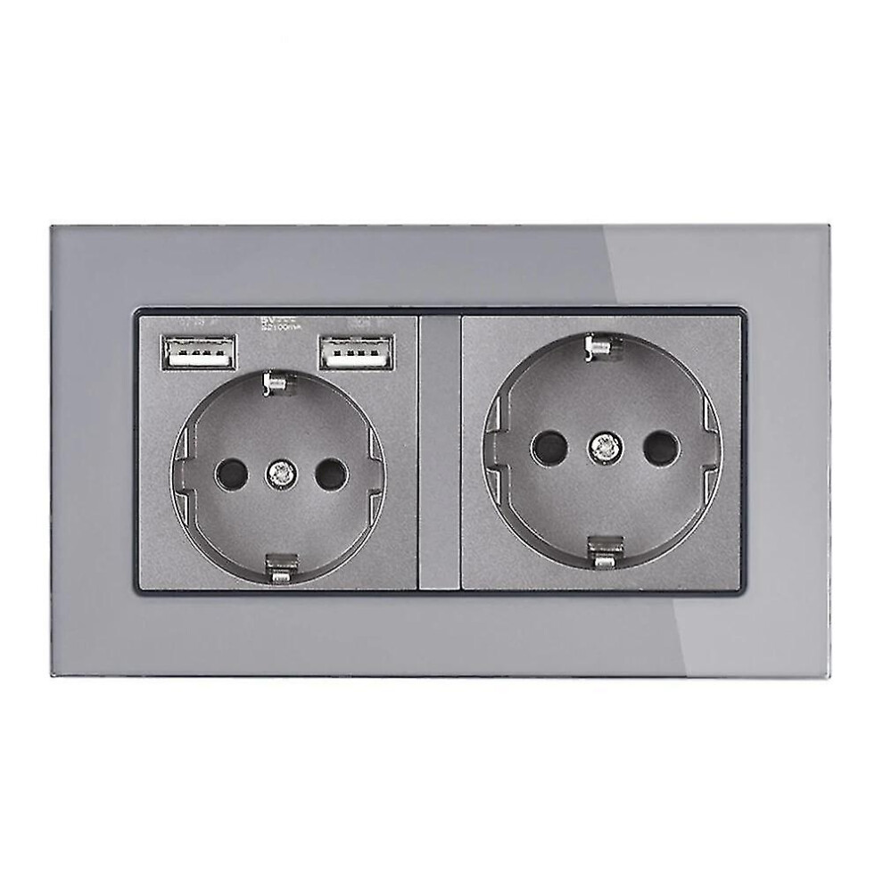 (146 A6 Gray Euusb) Eu Standard Grounded Electrical Socket With Usb Outlet Strip 4814698998084
