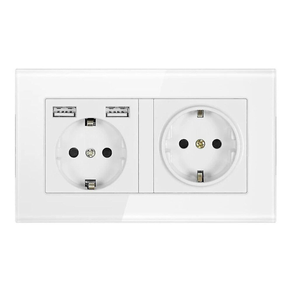 (146 A6 White Euusb) Eu Standard Grounded Electrical Socket With Usb Outlet Strip 4814698998091