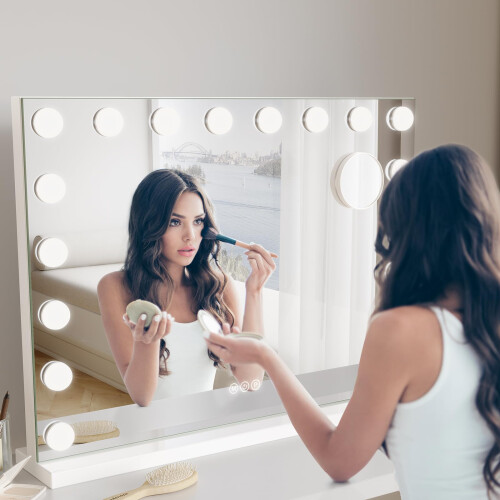Dripex 80×60 cm Large Makeup Mirror with 18 LED bulbs, 3 Lighting Modes 2