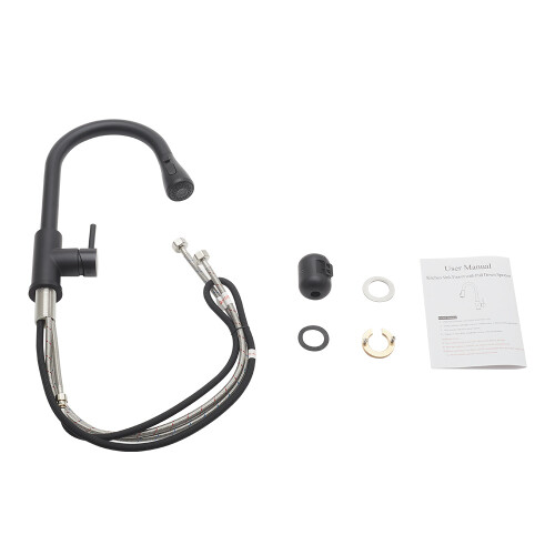 Living And Home Black Retractable Commercial Pull out Kitchen Tap Mixer Tap Faucet 2